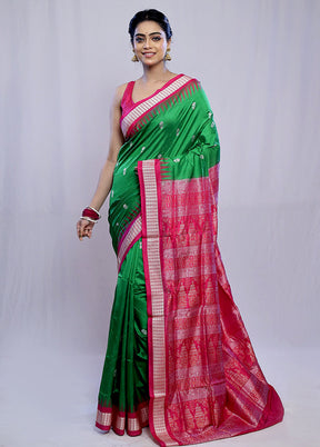 Green Bomkai Pure Silk Saree With Blouse Piece - Indian Silk House Agencies