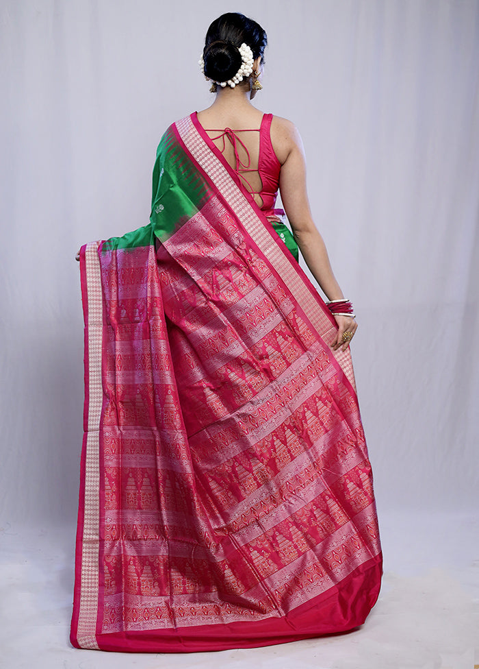 Green Bomkai Pure Silk Saree With Blouse Piece - Indian Silk House Agencies