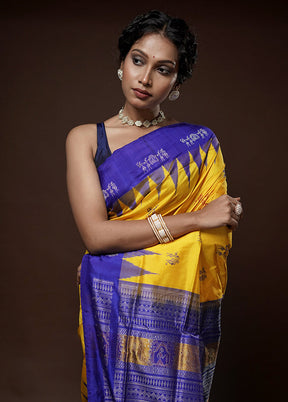 Yellow Bomkai Pure Silk Saree With Blouse Piece - Indian Silk House Agencies