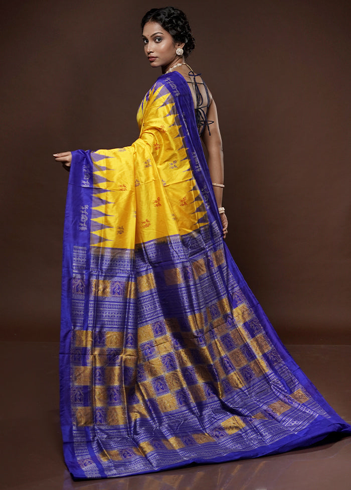 Yellow Bomkai Pure Silk Saree With Blouse Piece - Indian Silk House Agencies