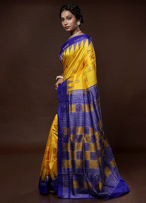 Yellow Bomkai Pure Silk Saree With Blouse Piece - Indian Silk House Agencies