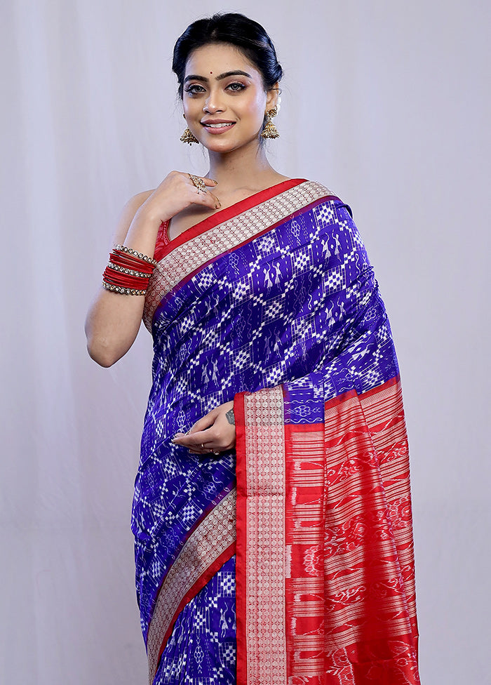 Blue Bomkai Pure Silk Saree With Blouse Piece - Indian Silk House Agencies