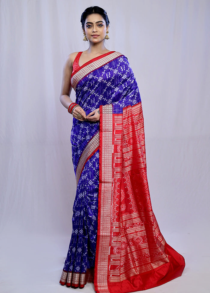 Blue Bomkai Pure Silk Saree With Blouse Piece - Indian Silk House Agencies