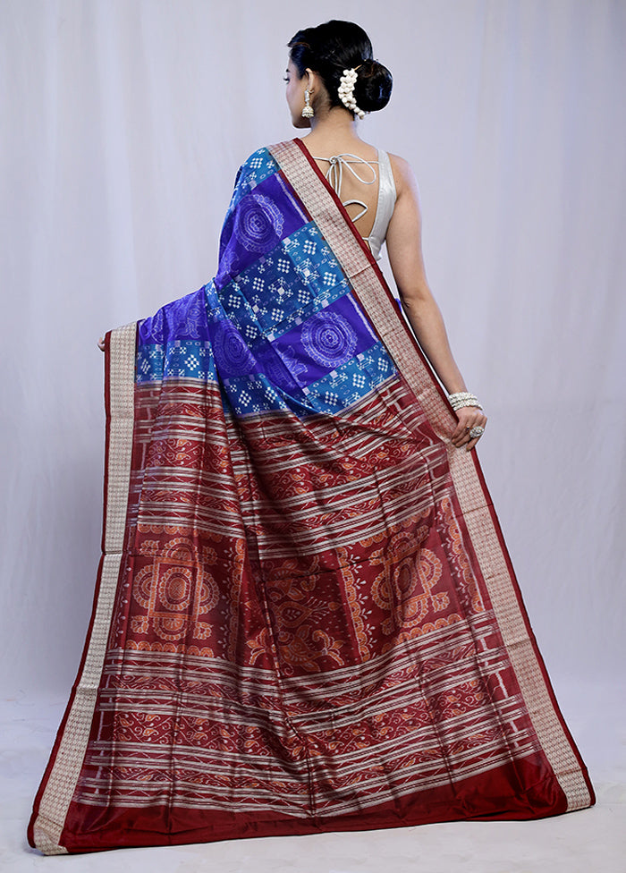 Blue Bomkai Pure Silk Saree With Blouse Piece - Indian Silk House Agencies