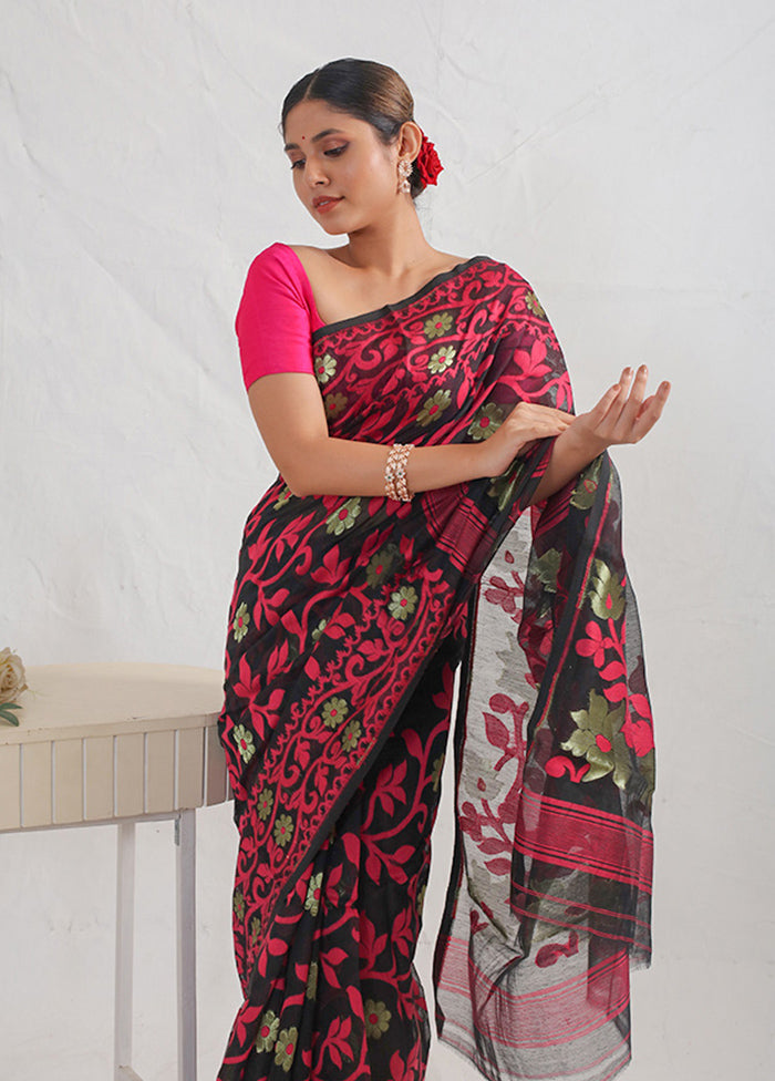 Black Tant Cotton Saree Without Blouse Piece - Indian Silk House Agencies