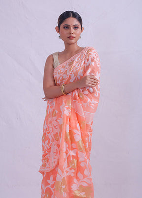 Peach Tant Cotton Saree Without Blouse Piece - Indian Silk House Agencies