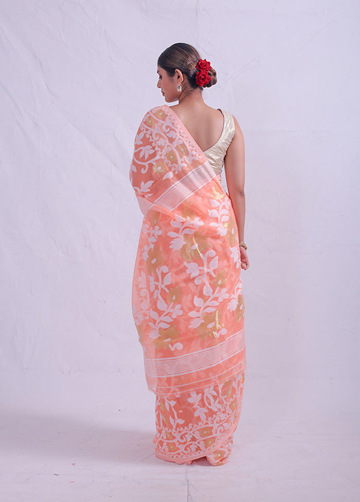 Peach Tant Cotton Saree Without Blouse Piece - Indian Silk House Agencies