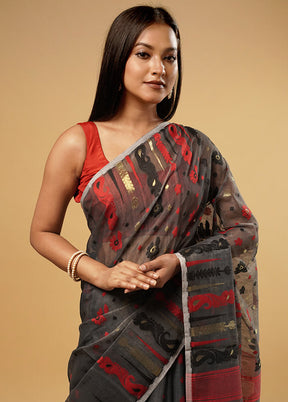 Grey Tant Jamdani Saree Without Blouse Piece - Indian Silk House Agencies