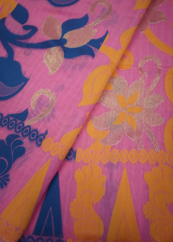 Pink Tant Jamdani Saree Without Blouse Piece - Indian Silk House Agencies