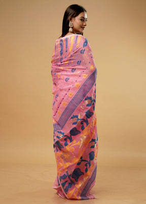 Pink Tant Jamdani Saree Without Blouse Piece - Indian Silk House Agencies