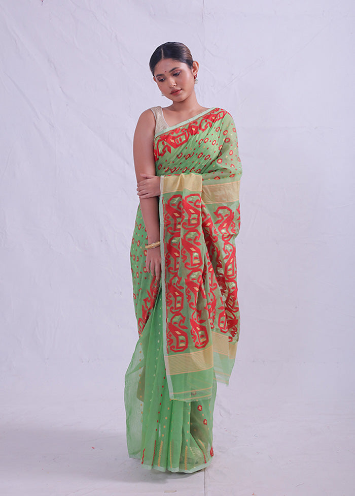 Green Tant Cotton Saree Without Blouse Piece - Indian Silk House Agencies