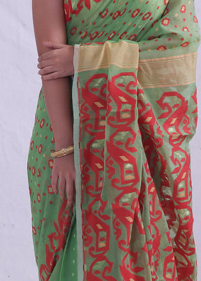 Green Tant Cotton Saree Without Blouse Piece - Indian Silk House Agencies