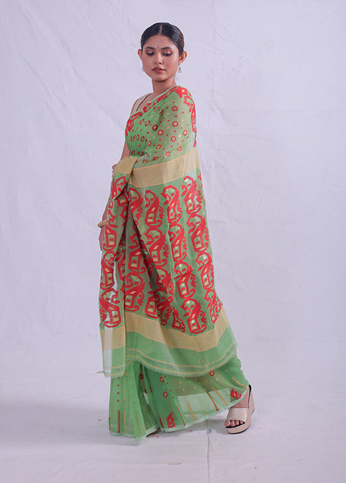 Green Tant Cotton Saree Without Blouse Piece - Indian Silk House Agencies