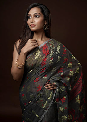 Grey Tant Jamdani Saree Without Blouse Piece - Indian Silk House Agencies