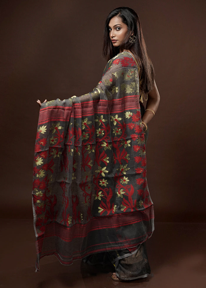 Grey Tant Jamdani Saree Without Blouse Piece - Indian Silk House Agencies