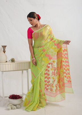 Green Tant Cotton Saree Without Blouse Piece - Indian Silk House Agencies