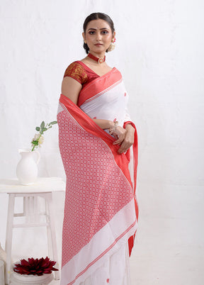 White Matka Silk Saree With Blouse Piece - Indian Silk House Agencies