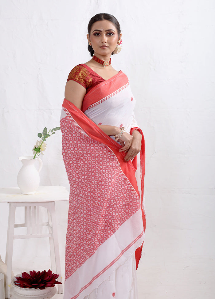 White Matka Silk Saree With Blouse Piece - Indian Silk House Agencies