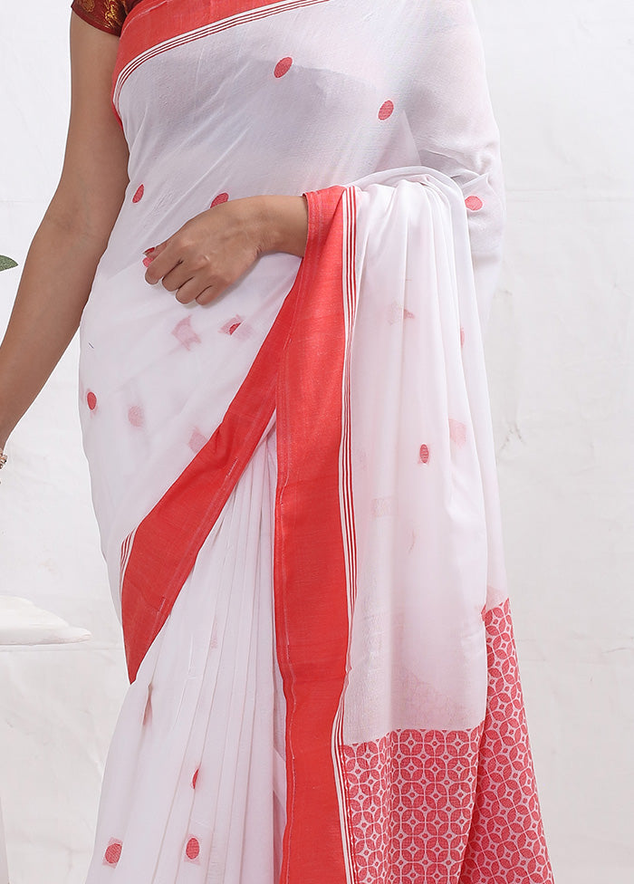 White Matka Silk Saree With Blouse Piece - Indian Silk House Agencies