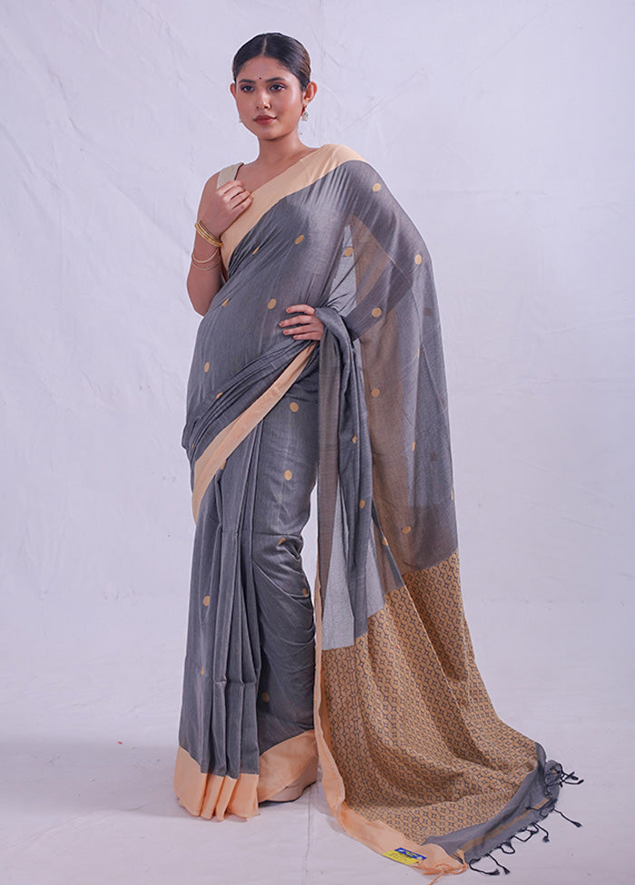 Grey Matka Silk Saree With Blouse Piece - Indian Silk House Agencies