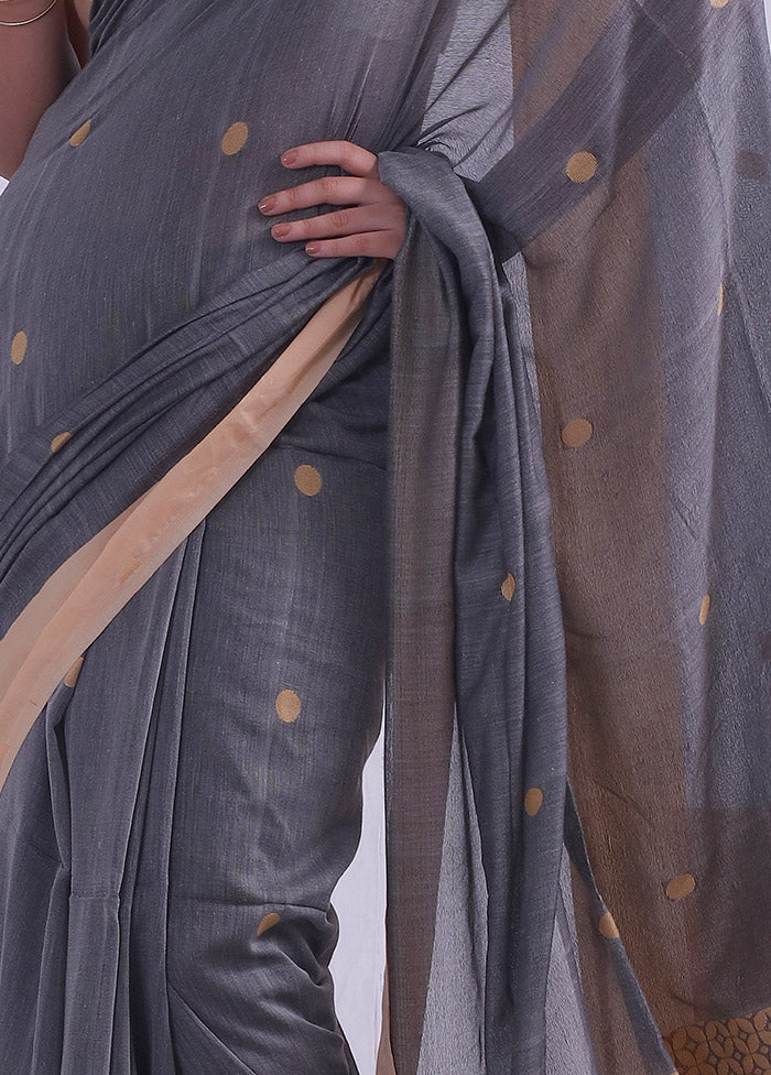 Grey Matka Silk Saree With Blouse Piece - Indian Silk House Agencies