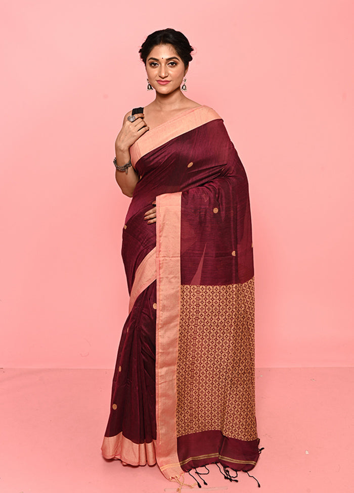 Purple Matka Blend Saree With Blouse Piece - Indian Silk House Agencies