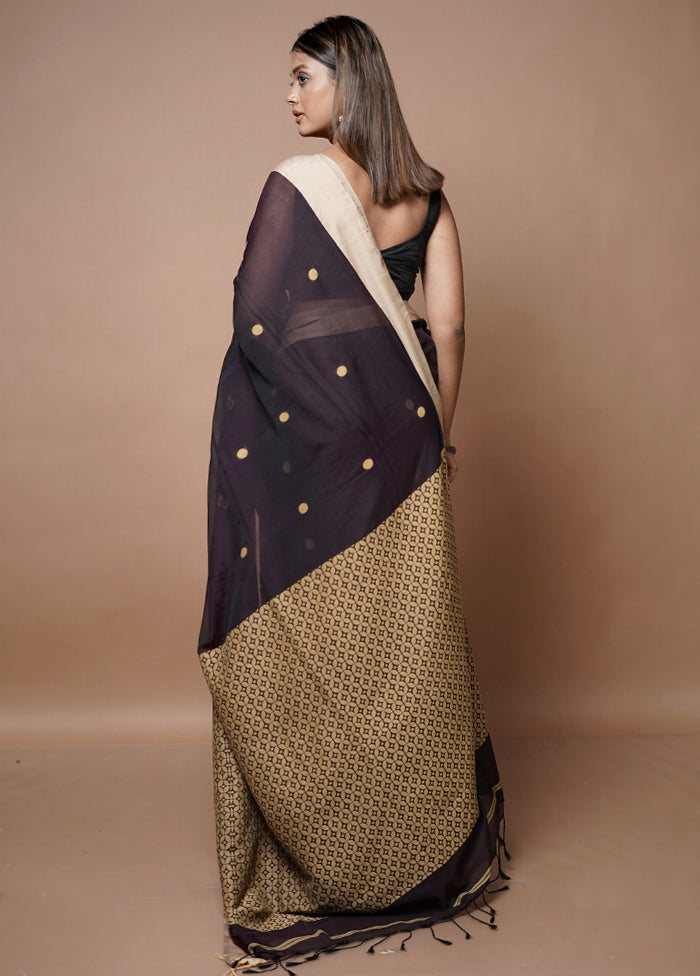 Black Matka Silk Saree With Blouse Piece