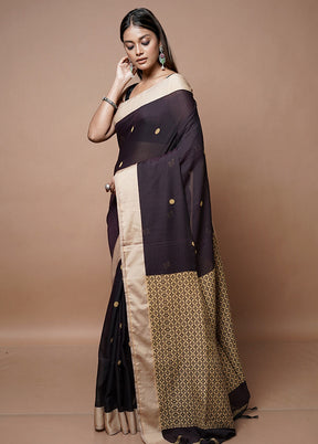 Black Matka Silk Saree With Blouse Piece