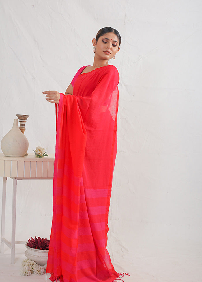 Pink Cotton Saree With Blouse Piece - Indian Silk House Agencies