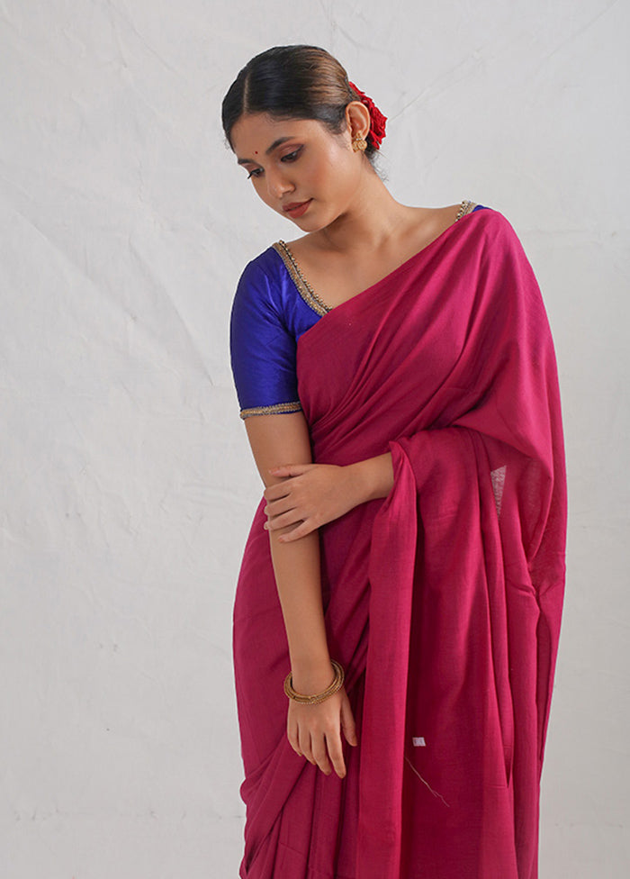 Purple Cotton Saree With Blouse Piece - Indian Silk House Agencies