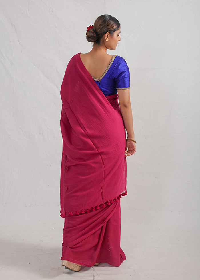 Purple Cotton Saree With Blouse Piece - Indian Silk House Agencies