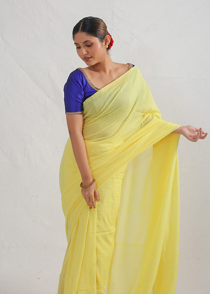 Yellow Cotton Saree With Blouse Piece - Indian Silk House Agencies