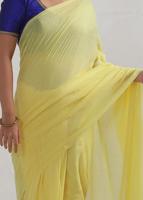 Yellow Cotton Saree With Blouse Piece - Indian Silk House Agencies