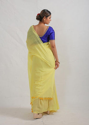 Yellow Cotton Saree With Blouse Piece - Indian Silk House Agencies