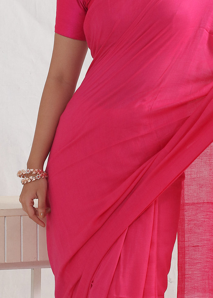 Pink Cotton Saree With Blouse Piece - Indian Silk House Agencies