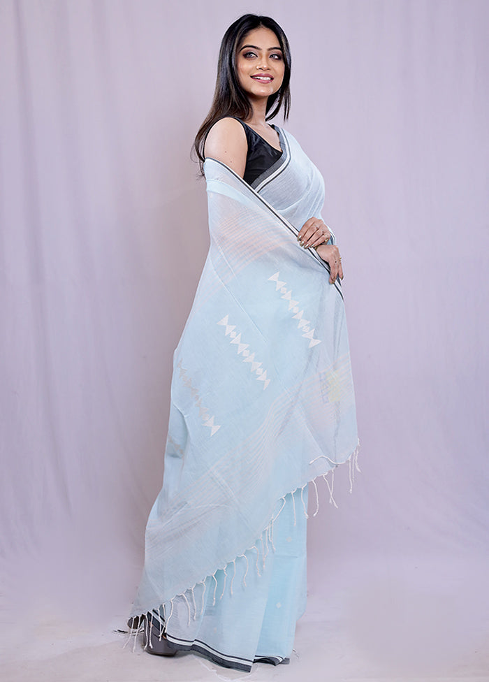 Blue Matka Silk Saree With Blouse Piece - Indian Silk House Agencies