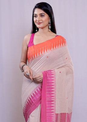 Cream Matka Silk Saree With Blouse Piece - Indian Silk House Agencies