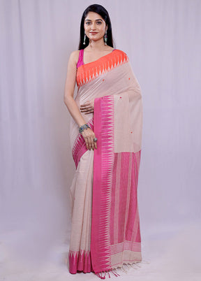 Cream Matka Silk Saree With Blouse Piece - Indian Silk House Agencies