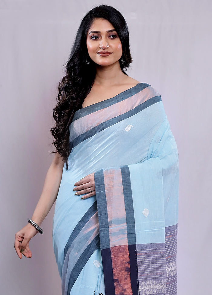 Blue Matka Silk Saree With Blouse Piece - Indian Silk House Agencies