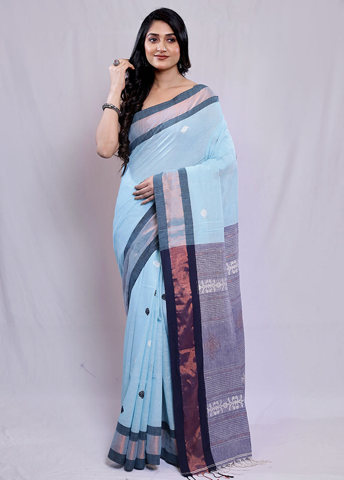 Blue Matka Silk Saree With Blouse Piece - Indian Silk House Agencies