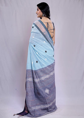 Blue Matka Silk Saree With Blouse Piece - Indian Silk House Agencies