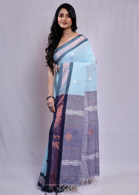 Blue Matka Silk Saree With Blouse Piece - Indian Silk House Agencies