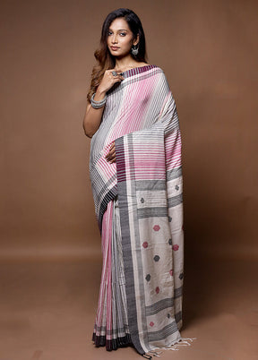 Cream Matka Silk Saree With Blouse Piece