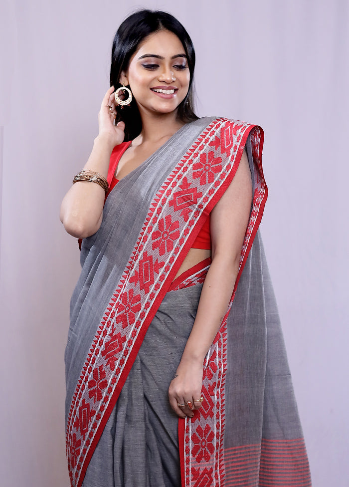 Grey Matka Silk Saree With Blouse Piece - Indian Silk House Agencies