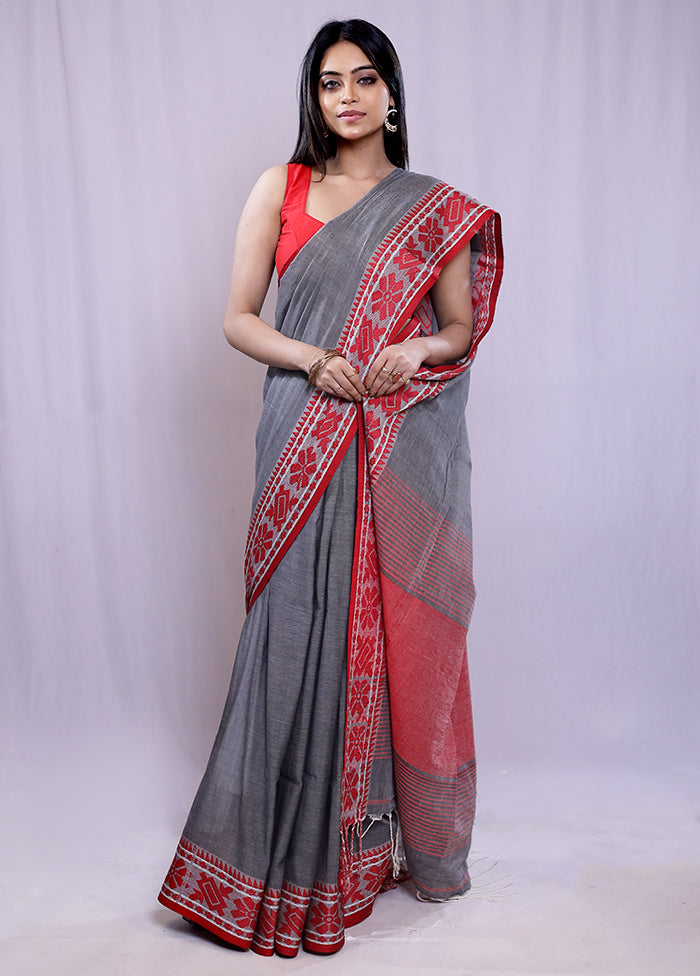 Grey Matka Silk Saree With Blouse Piece - Indian Silk House Agencies