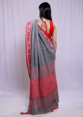 Grey Matka Silk Saree With Blouse Piece - Indian Silk House Agencies