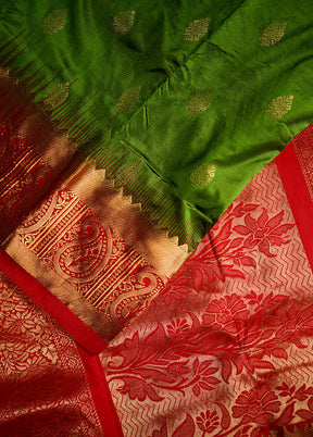 Green Kanjivaram Pure Silk Saree With Blouse Piece - Indian Silk House Agencies