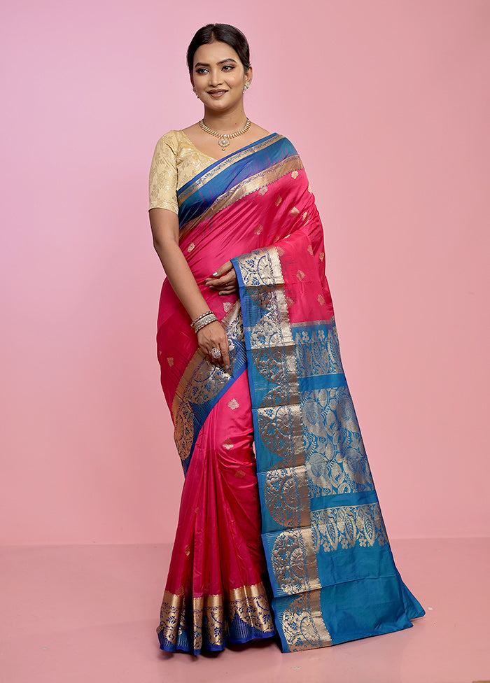 Pink Kanjivaram Pure Silk Saree With Blouse Piece - Indian Silk House Agencies