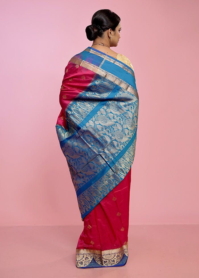 Pink Kanjivaram Pure Silk Saree With Blouse Piece - Indian Silk House Agencies