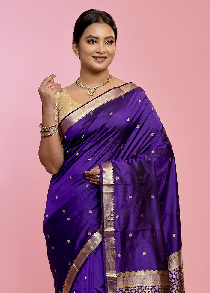 Purple Pure Kanjivaram Silk Saree With Blouse Piece - Indian Silk House Agencies